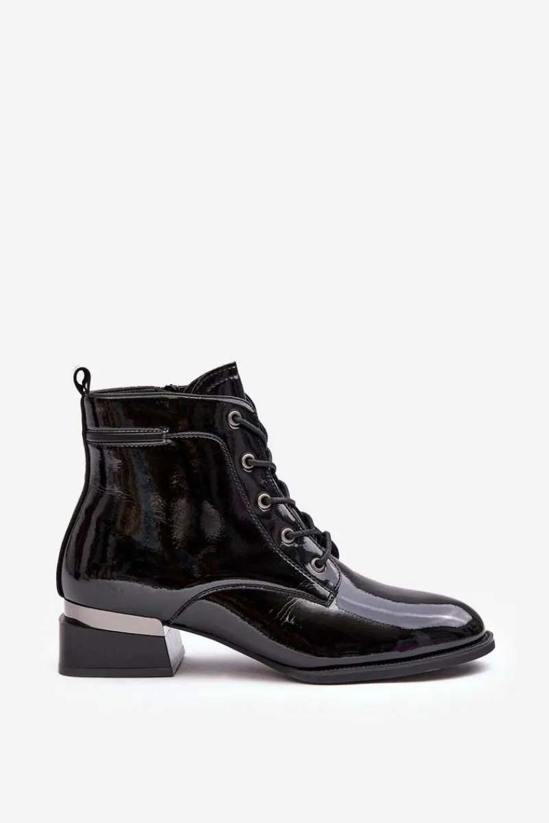 Online Buty damskie Vinceza Lakierowane Ocieplane Botki Na Suwak Czarne Achonia