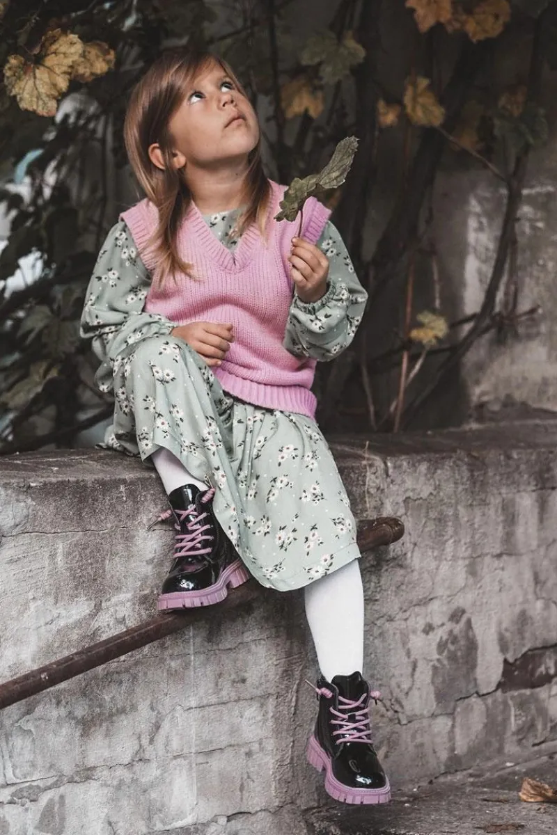 Online Boto Lakierowane Ocieplane Botki Czarno-Fioletowe Heidi