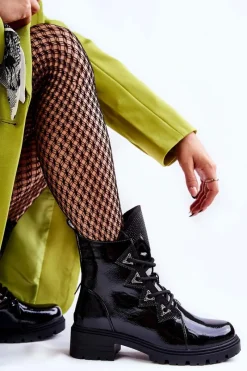 Czarne Botki|Botki Zimowe Damskie><noscript><img width=