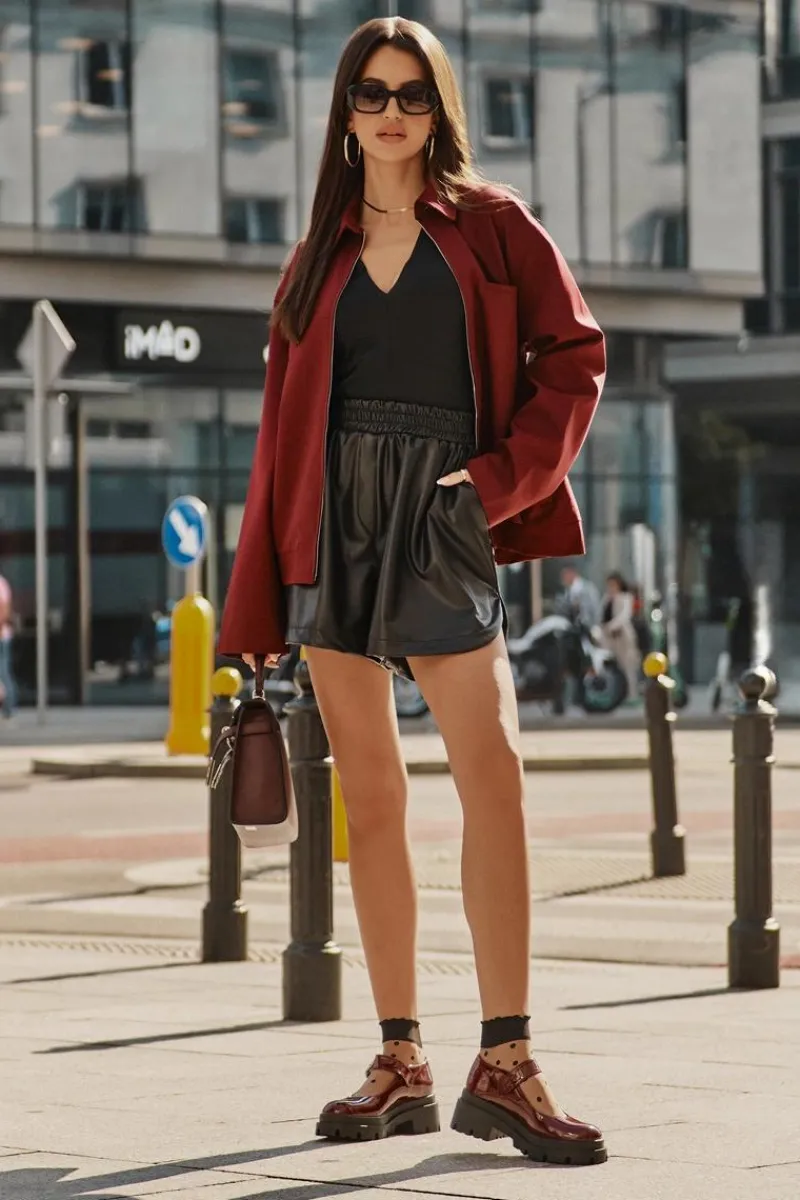 Półbuty Lakierowane|Półbuty Skórzane>Boto Lakierowane Półbuty Damskie Z Klamrą Bordowe Plikuria