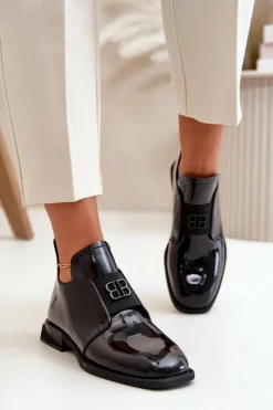 Discount Lakierowane Półbuty Damskie Wsuwane Ze Skóry Naturalnej Czarne Vinceza 91120 Damskie Półbuty Lakierowane