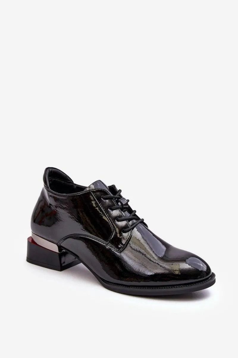 Best Lakierowane Półbuty Damskie Sznurowane Czarne Banosa Damskie Półbuty Lakierowane