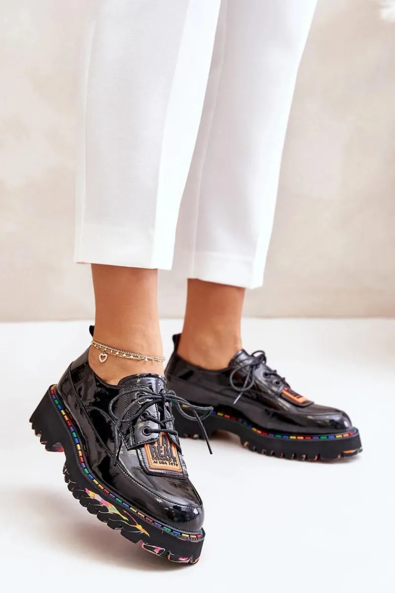 Best Lakierowane Półbuty Damskie Sznurowane Artiker 55C0499 Czarne Damskie Półbuty Lakierowane|Półbuty Skórzane