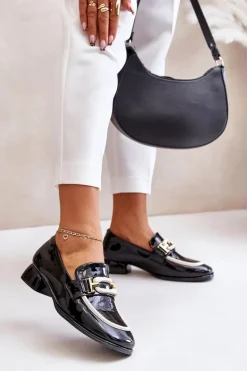 New Artiker Lakierowane Półbuty Damskie Na Klocku 55C0104 Czarne