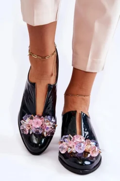 Półbuty Lakierowane|Półbuty Skórzane>Boto Lakierowane Półbuty Mozaika Z Transparentną Ozdobą Zielone Delaver