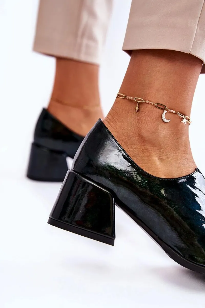 Półbuty Lakierowane|Półbuty Skórzane>Boto Lakierowane Półbuty Mozaika Z Transparentną Ozdobą Zielone Delaver