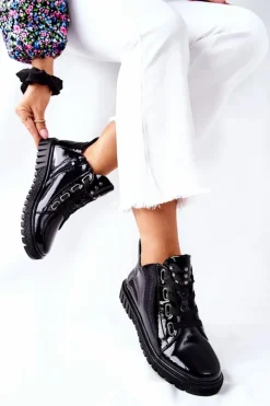 Półbuty Lakierowane>Buty Sergio Leone Lakierowane Pół PB210 Czarne