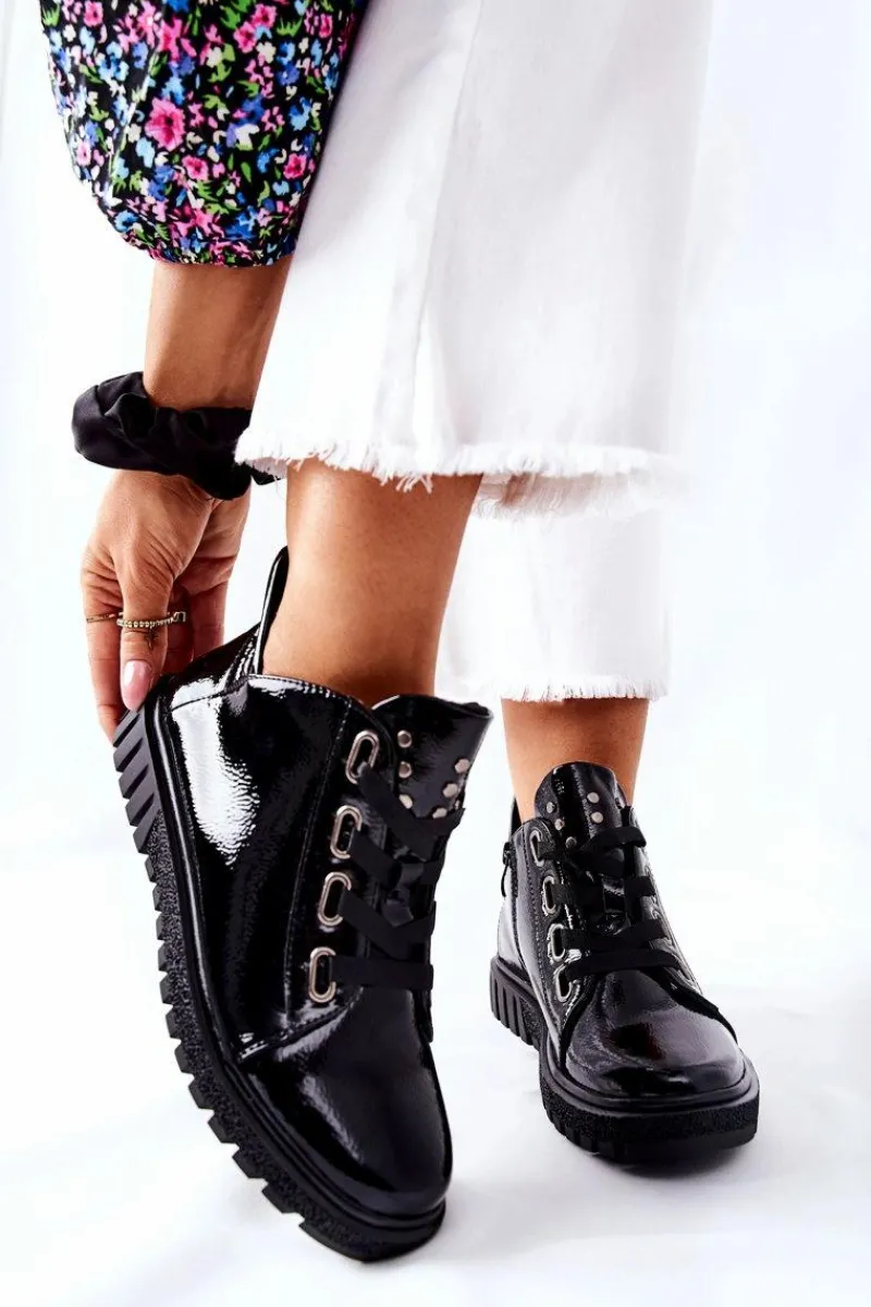 Półbuty Lakierowane>Buty Sergio Leone Lakierowane Pół PB210 Czarne