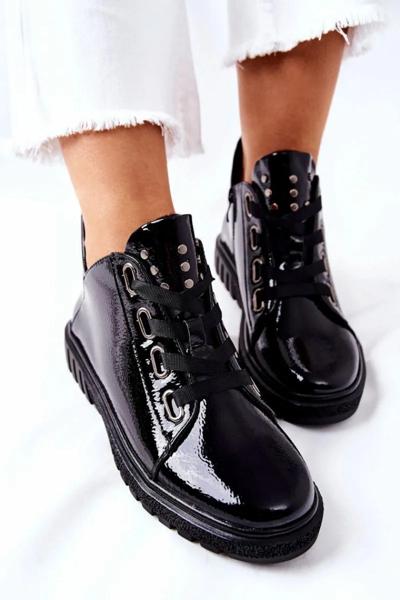 Półbuty Lakierowane>Buty Sergio Leone Lakierowane Pół PB210 Czarne