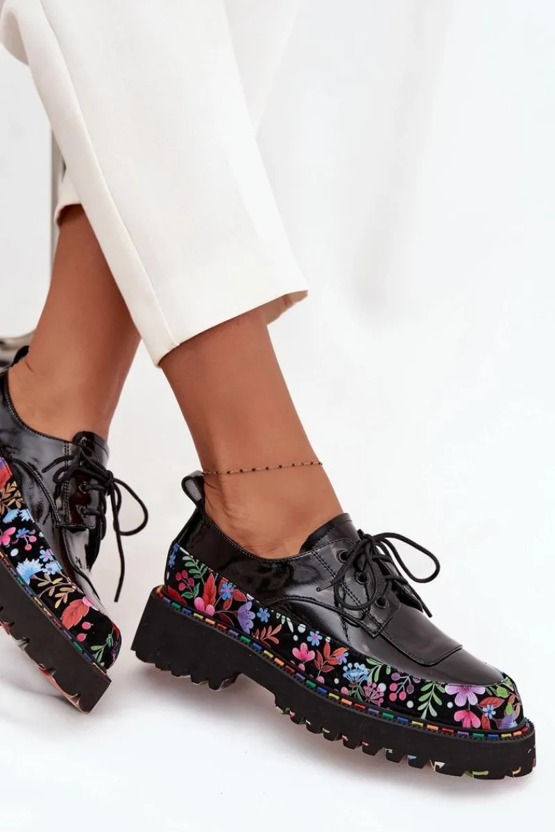 Półbuty Lakierowane|Półbuty Skórzane>Artiker Lakierowane Półbuty Z Naturalnej Skóry Ze Wzorem 57C0174 Czarne