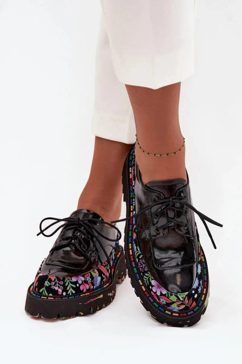 Półbuty Lakierowane|Półbuty Skórzane>Artiker Lakierowane Półbuty Z Naturalnej Skóry Ze Wzorem 57C0174 Czarne