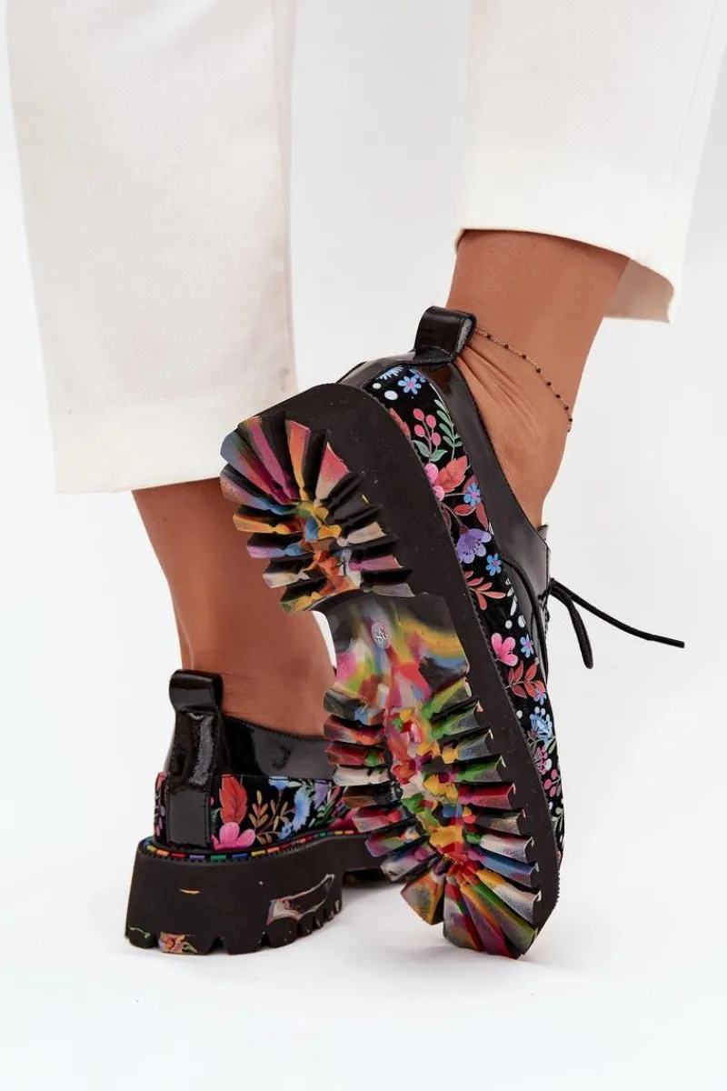 Półbuty Lakierowane|Półbuty Skórzane>Artiker Lakierowane Półbuty Z Naturalnej Skóry Ze Wzorem 57C0174 Czarne