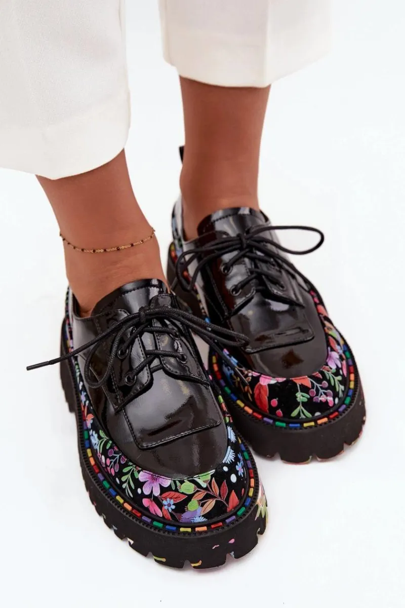 Półbuty Lakierowane|Półbuty Skórzane>Artiker Lakierowane Półbuty Z Naturalnej Skóry Ze Wzorem 57C0174 Czarne