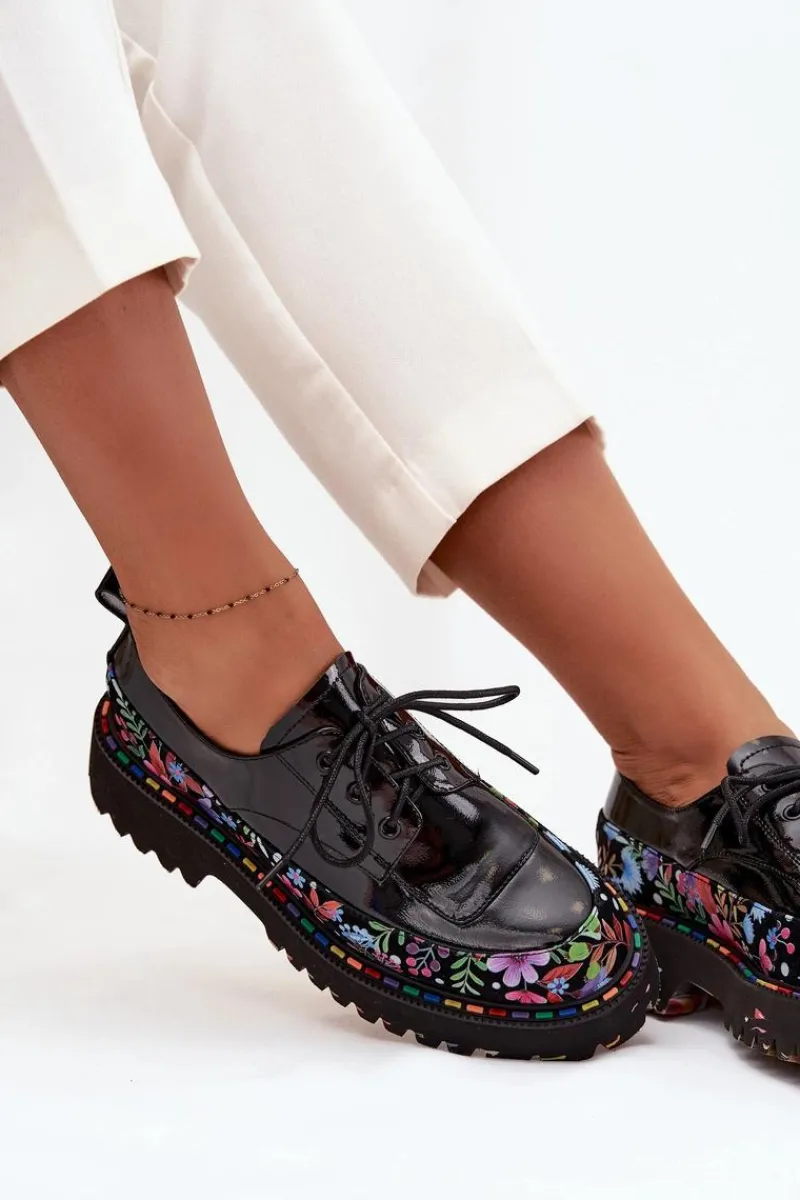 Półbuty Lakierowane|Półbuty Skórzane>Artiker Lakierowane Półbuty Z Naturalnej Skóry Ze Wzorem 57C0174 Czarne