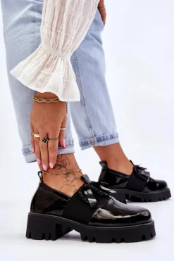 Best Lakierowane Półbuty Z Ozdobami Czarne Keily Damskie Półbuty Lakierowane