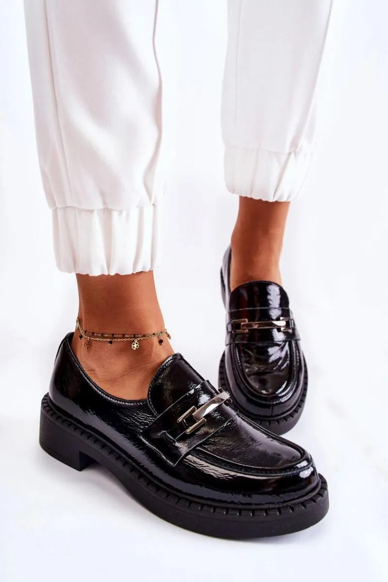 New Boto Lakierowane Półbuty Ze Srebrną Ozdobą Czarne Lemar Hestill Czarny