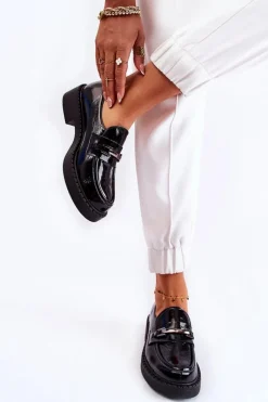 New Boto Lakierowane Półbuty Ze Srebrną Ozdobą Czarne Lemar Hestill Czarny