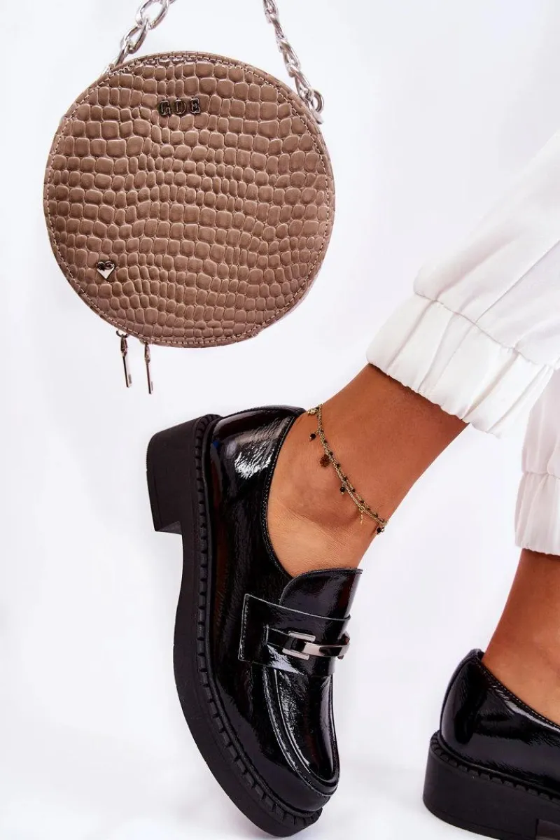 New Boto Lakierowane Półbuty Ze Srebrną Ozdobą Czarne Lemar Hestill Czarny