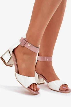 Sandały Na Słupku|Sandały Na Obcasie></noscript>Evento Lakierowane Sandały Damskie Na Słupku Białe Zennia