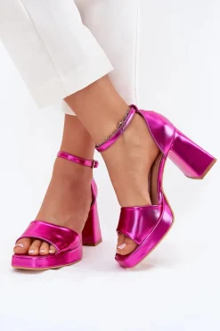 Sandały Na Słupku|Sandały Na Obcasie><noscript><img width=