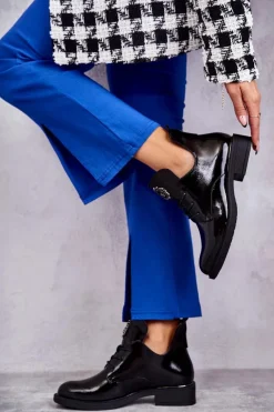 Online Buty damskie Vinceza Lakierowane Sznurowane Botki Z Wycięciami Czarne Fabiana