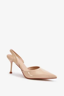 Best Boto Lakierowane Szpilki Z Odkrytą Piętą Beżowe Emmizola