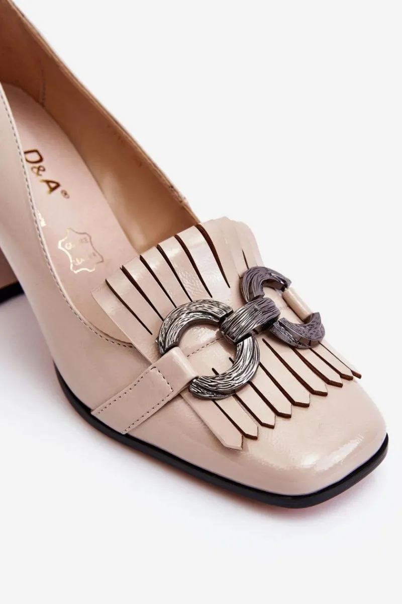 Czółenka Na Słupku|Czółenka Klasyczne>Damskie buty S.Barski Lakierowane Wygodne Czółenka Beżowe Mercy
