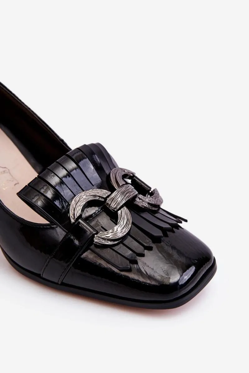 Online Damskie buty S.Barski Lakierowane Wygodne Czółenka Czarne Mercy Czarny