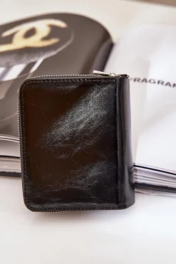 Boto Lakierowany Damski Portfel Portmonetka Czarny Yathika