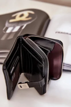 Boto Lakierowany Damski Portfel Portmonetka Czarny Yathika