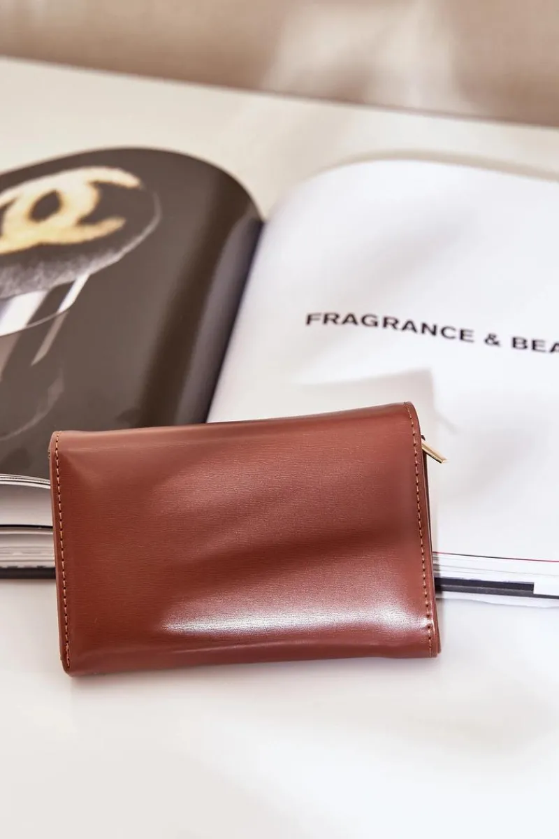 Best Boto Lakierowany Portfel Damski Brązowy Rahner