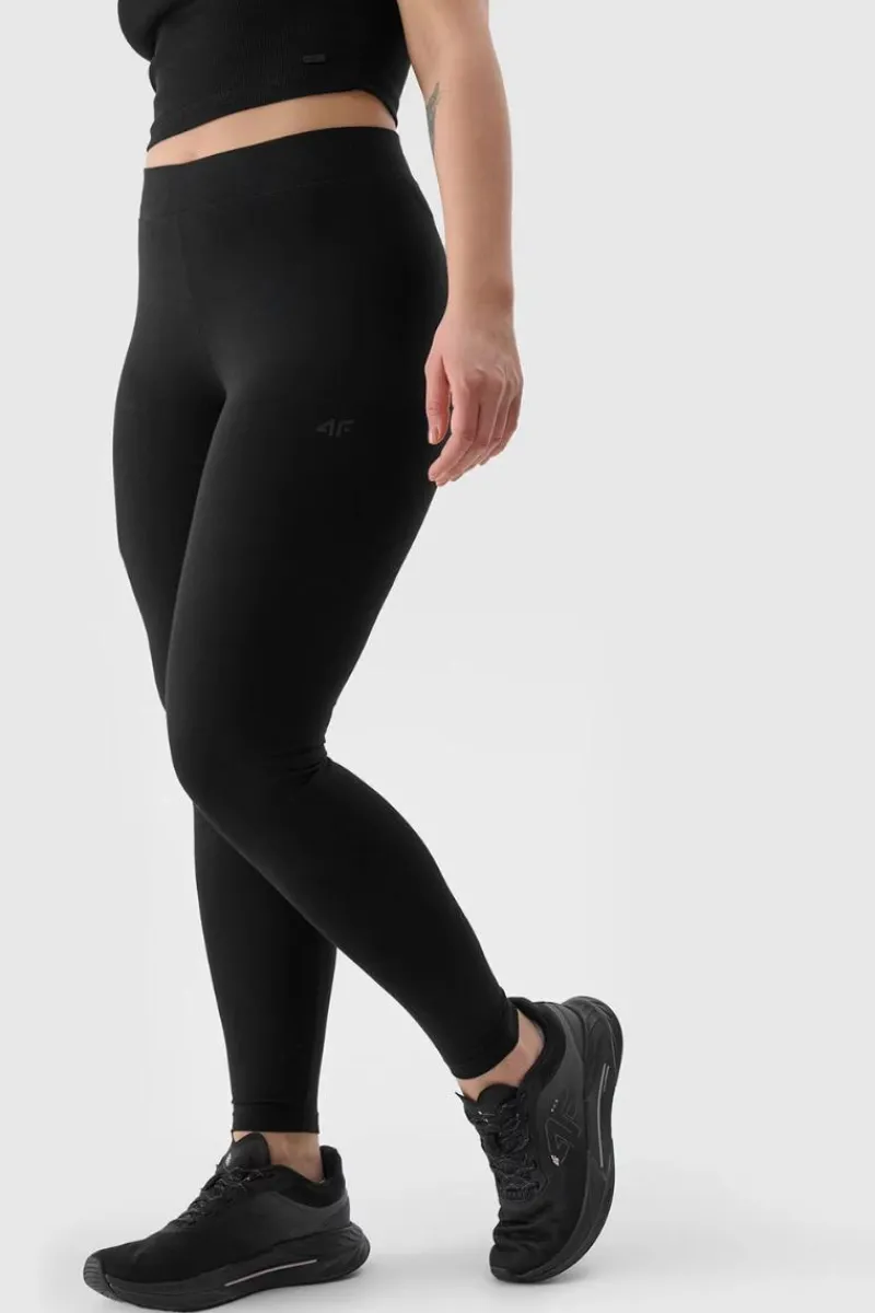 Spodnie Damskie>4F Legginsy Damskie Dzianinowe Czarne WMM00TTIGF195-20S