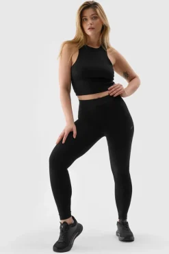 Spodnie Damskie>4F Legginsy Damskie Dzianinowe Czarne WMM00TTIGF195-20S