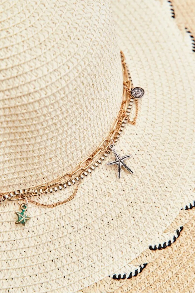 Outlet Lekki Damski Kapelusz Ze Zdobieniami Beżowy Okrycia Głowy