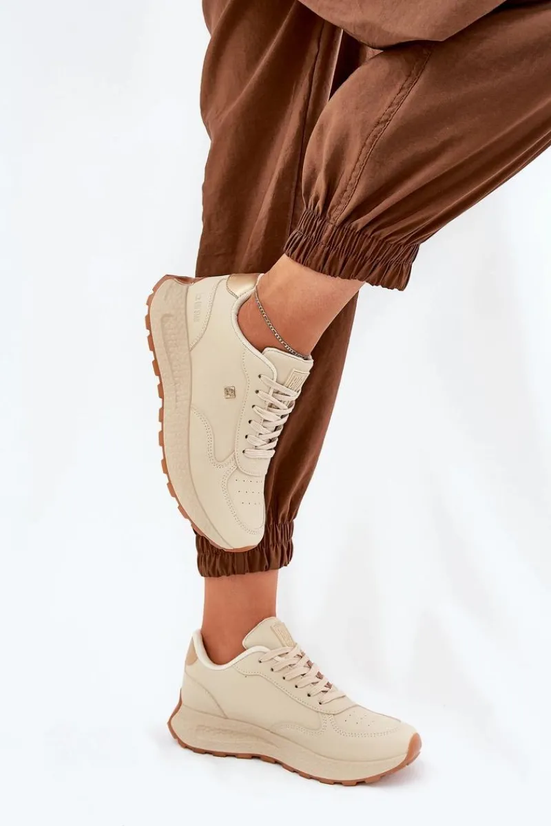 Buty Sportowe Big Star|Sneakersy Damskie>Big Star Shoes Lekkie Buty Sportowe Damskie Big Star RR274630 HI-POLY SYSTEM Beżowe Beżowy