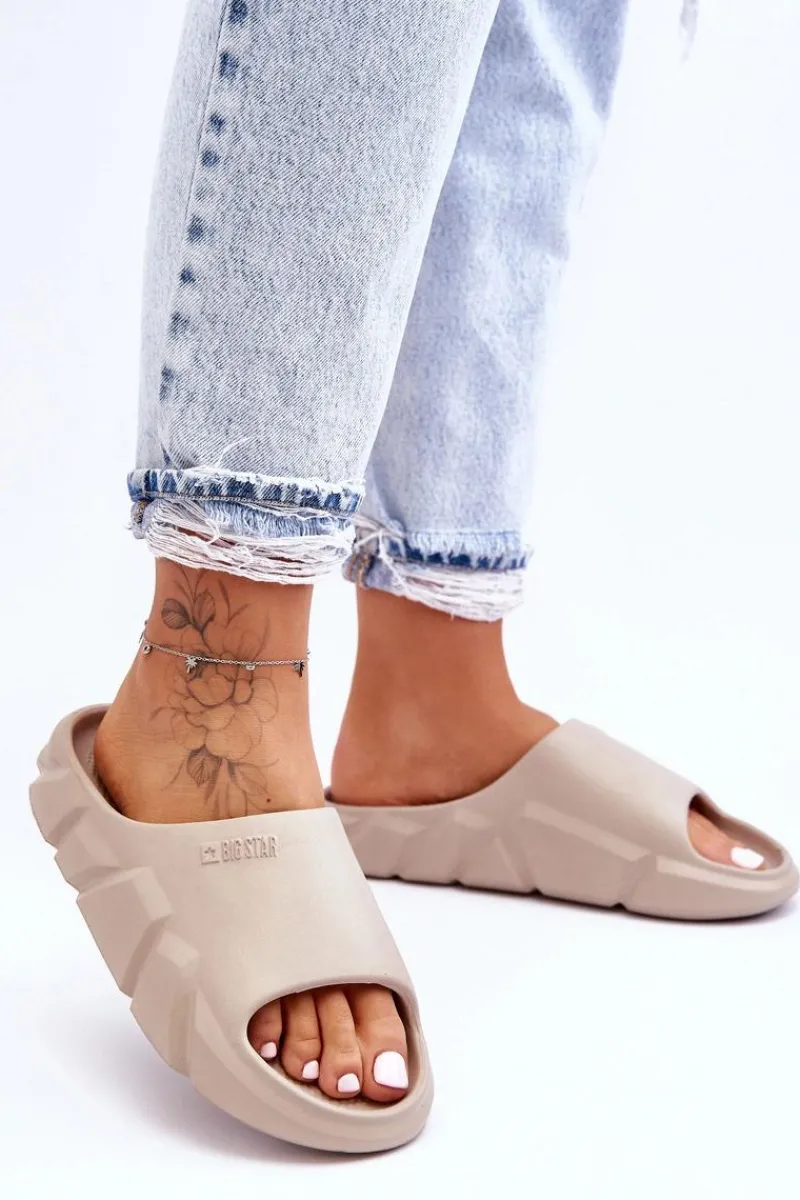 Best Lekkie Damskie Piankowe Klapki Big Star LL274593 Beżowe Damskie Klapki Damskie Big Star|Klapki Basenowe