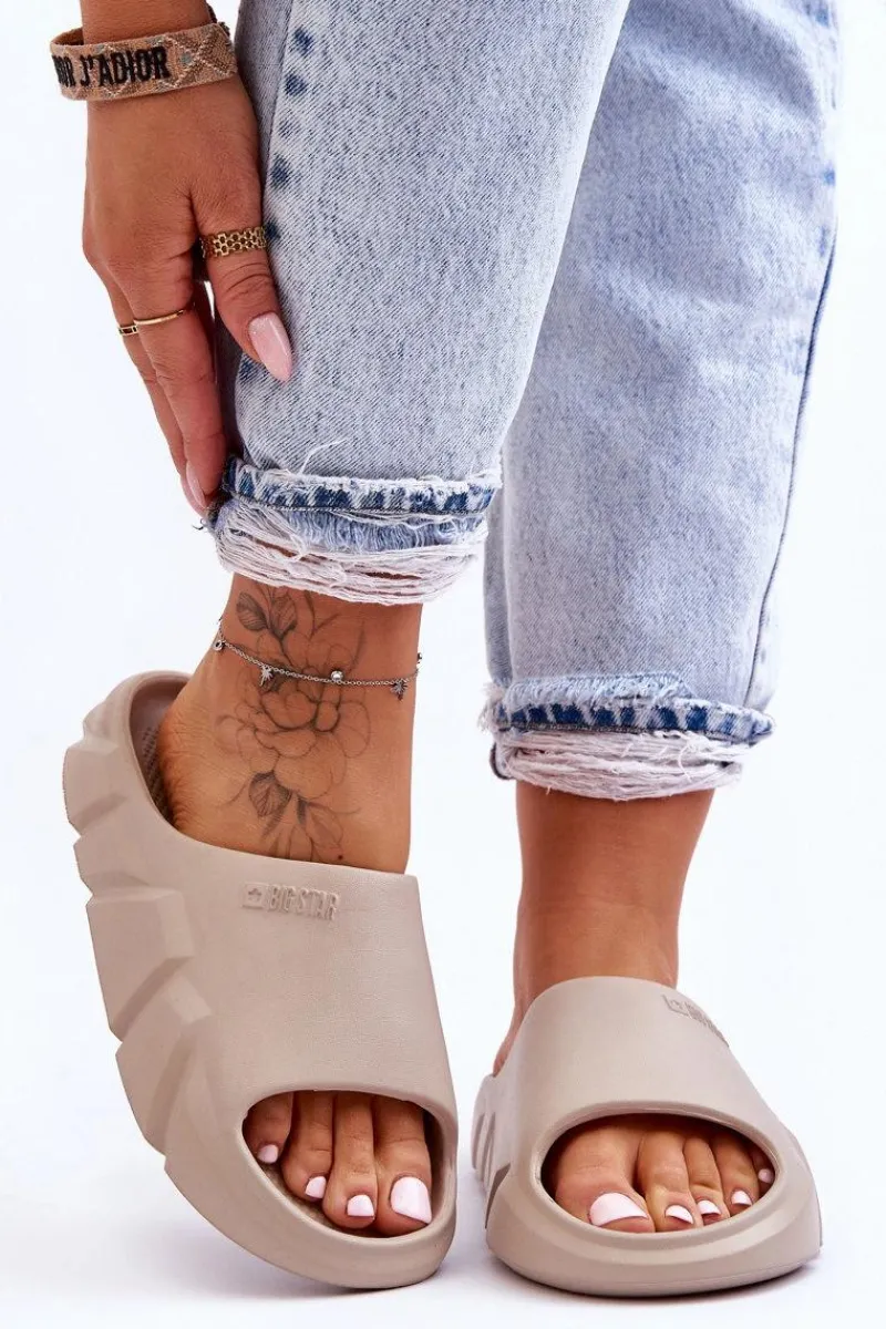 Best Lekkie Damskie Piankowe Klapki Big Star LL274593 Beżowe Damskie Klapki Damskie Big Star|Klapki Basenowe