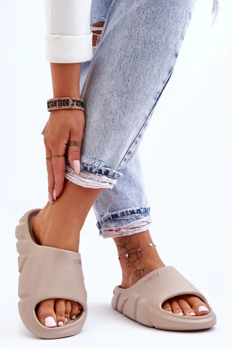 Best Lekkie Damskie Piankowe Klapki Big Star LL274593 Beżowe Damskie Klapki Damskie Big Star|Klapki Basenowe