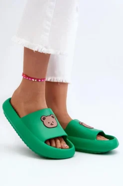 Hot Lekkie Damskie Piankowe Klapki Z Misiem Zielone Lia Damskie Klapki Basenowe|Klapki Damskie Klasyczne