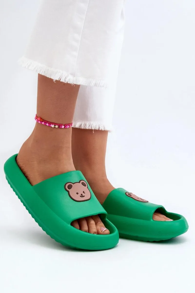 Hot Lekkie Damskie Piankowe Klapki Z Misiem Zielone Lia Damskie Klapki Basenowe|Klapki Damskie Klasyczne