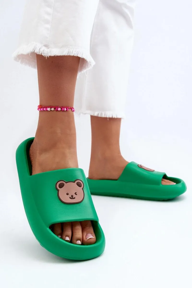 Hot Lekkie Damskie Piankowe Klapki Z Misiem Zielone Lia Damskie Klapki Basenowe|Klapki Damskie Klasyczne