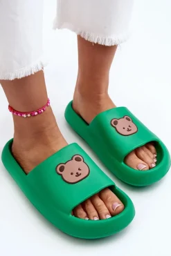 Hot Lekkie Damskie Piankowe Klapki Z Misiem Zielone Lia Damskie Klapki Basenowe|Klapki Damskie Klasyczne