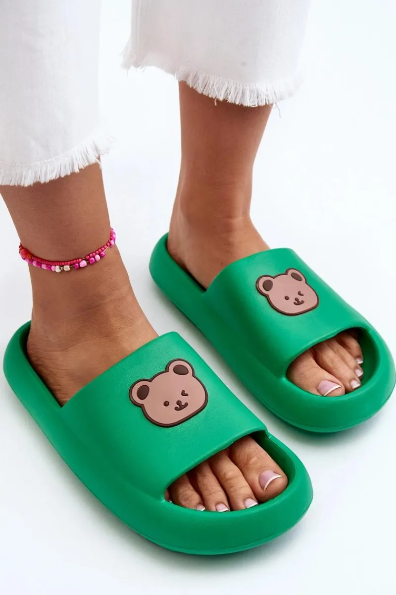 Hot Lekkie Damskie Piankowe Klapki Z Misiem Zielone Lia Damskie Klapki Basenowe|Klapki Damskie Klasyczne