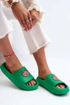Hot Lekkie Damskie Piankowe Klapki Z Misiem Zielone Lia Damskie Klapki Basenowe|Klapki Damskie Klasyczne
