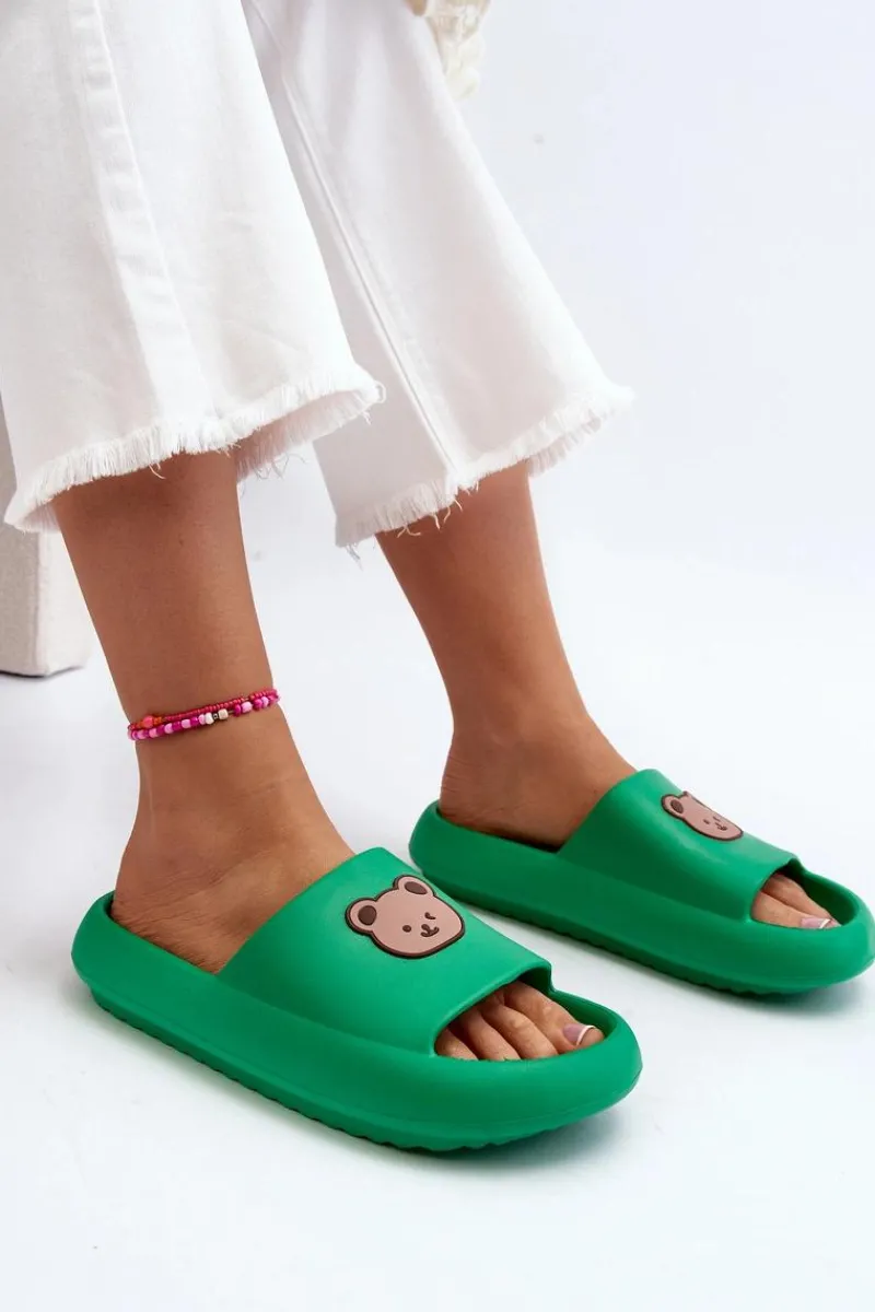 Hot Lekkie Damskie Piankowe Klapki Z Misiem Zielone Lia Damskie Klapki Basenowe|Klapki Damskie Klasyczne