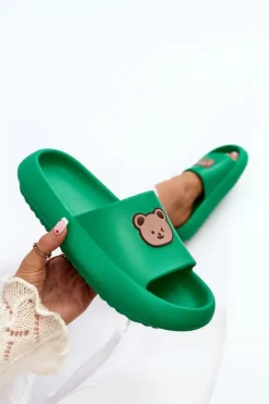 Hot Lekkie Damskie Piankowe Klapki Z Misiem Zielone Lia Damskie Klapki Basenowe|Klapki Damskie Klasyczne