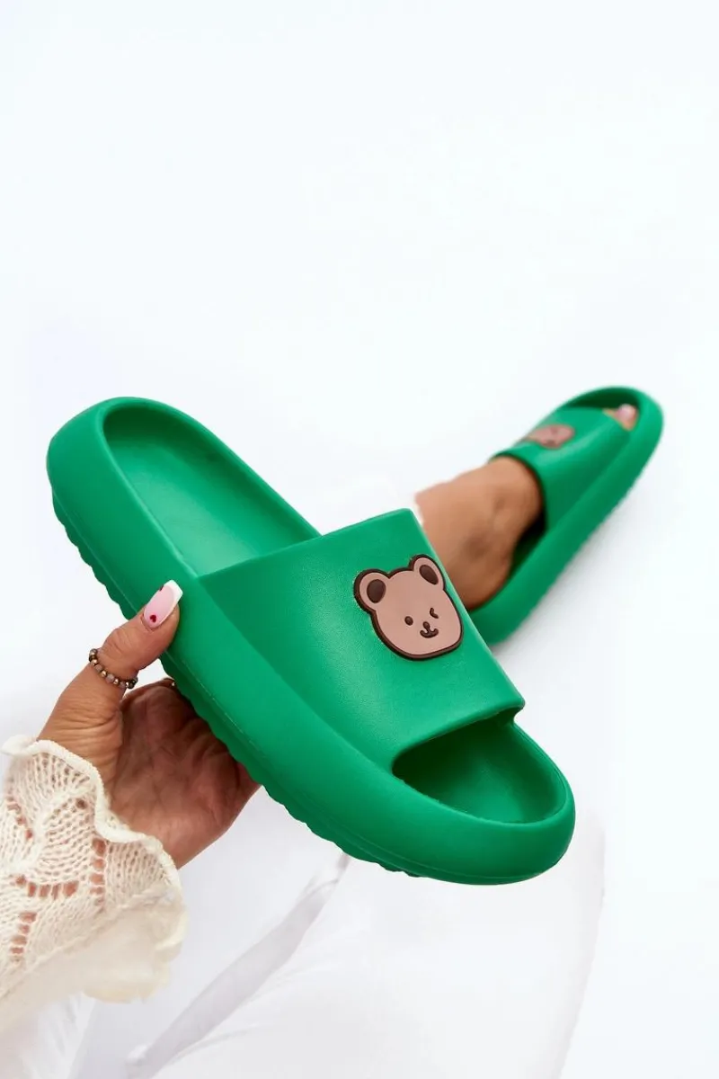 Hot Lekkie Damskie Piankowe Klapki Z Misiem Zielone Lia Damskie Klapki Basenowe|Klapki Damskie Klasyczne