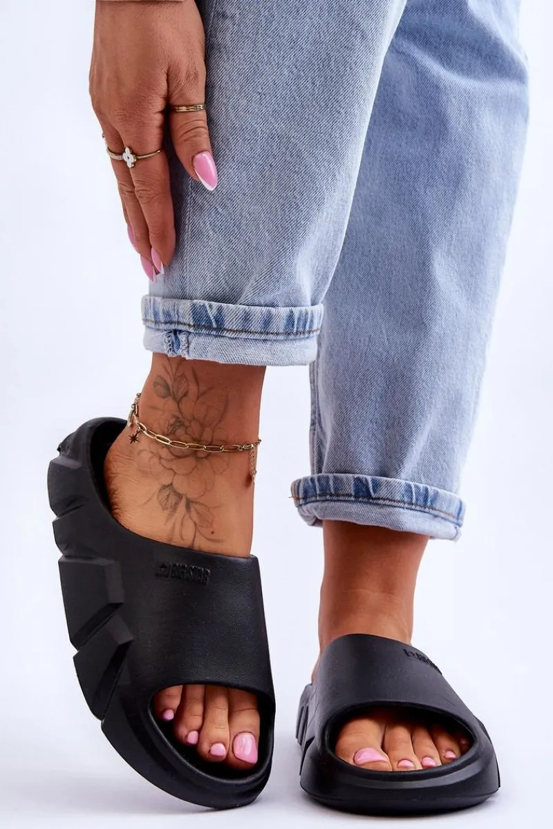 Klapki Damskie Big Star|Klapki Basenowe>Big Star Shoes Lekkie Damskie Piankowe Klapki Big Star LL274594 Czarne Czarny