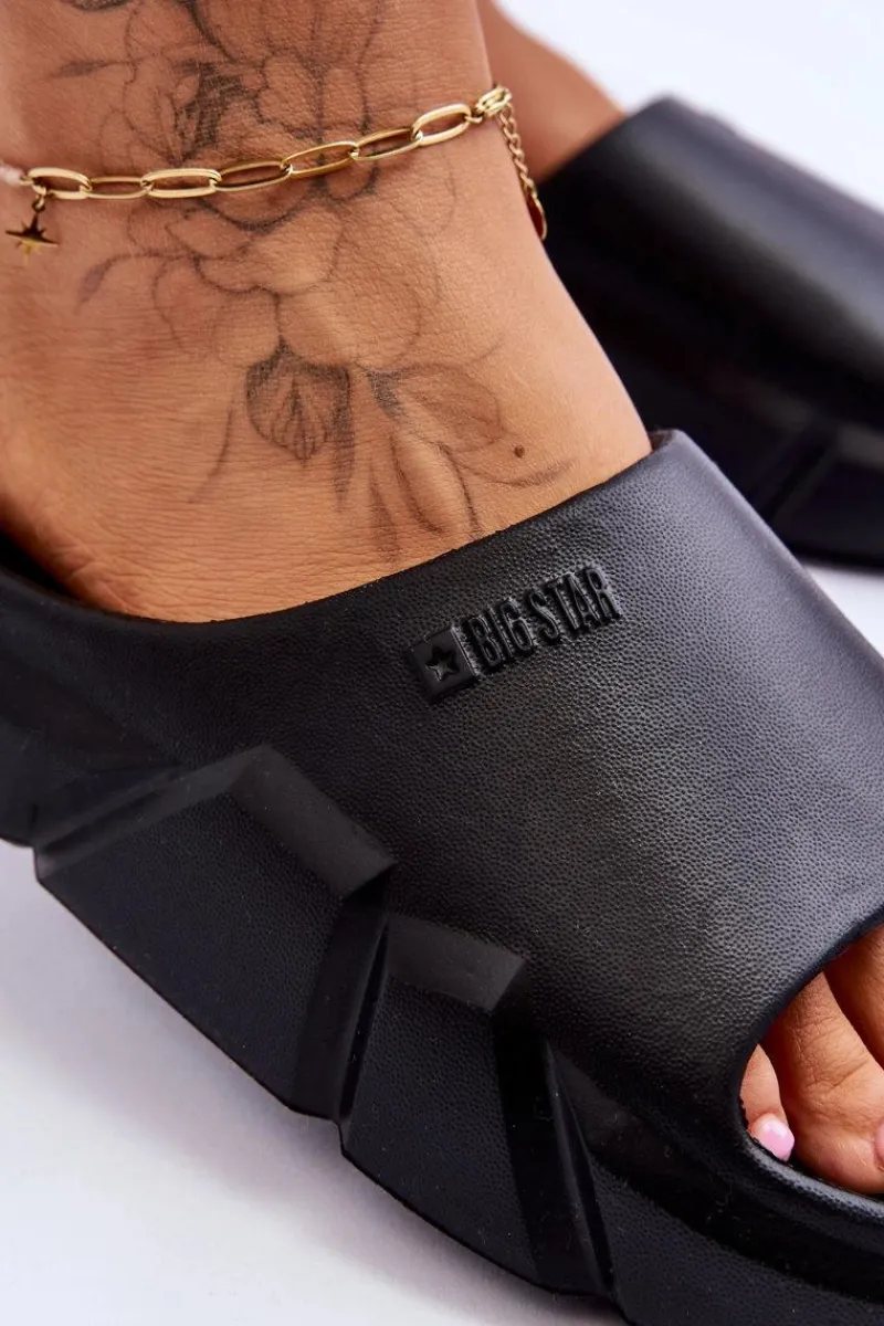 Klapki Damskie Big Star|Klapki Basenowe>Big Star Shoes Lekkie Damskie Piankowe Klapki Big Star LL274594 Czarne Czarny