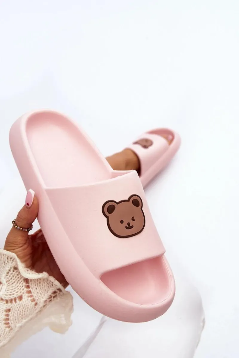 Klapki Basenowe|Klapki Damskie Klasyczne>Boto Lekkie Damskie Piankowe Klapki Z Misiem Różowe Lia